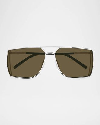 Saint Laurent Men & apos;s SL 750 Fashion Show Square Metal Sunglasses