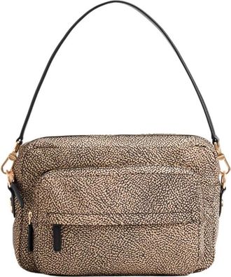Borbonese Cameratas Medium - Dames - Schoudertassen - Beige - ONE Size - Leer - Tassen