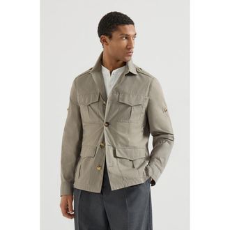 Brunello Cucinelli Water-resistant safari jacket in Khaki at Nordstrom, Size 50 It