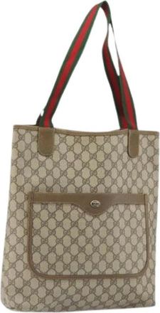 Gucci Pre-owned Tote Bags, female, Beige, Size: ONE SIZE Pre-owned Canvas Tote Bag