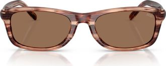 Diesel 54mm Rectangular Sunglasses in Striated Brown /Dark Brown at Nordstrom