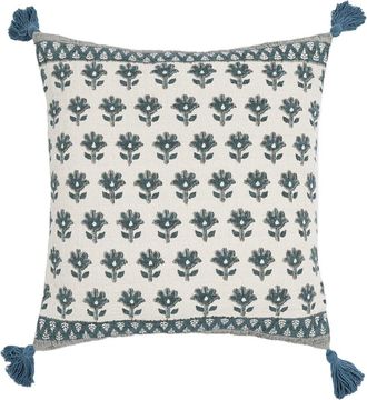 TOV Furniture Blossom Printed Cotton Tassel 20in Accent Cushion