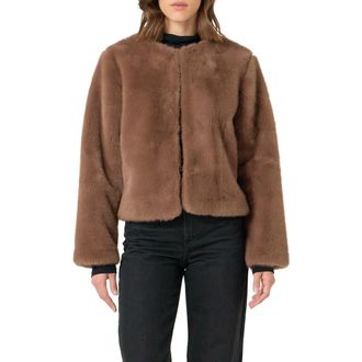 endless rose Faux Fur Lady Jacket in Brown at Nordstrom, Size Large