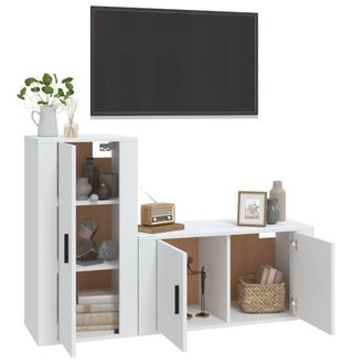 Berkfield Home Classic 2 Piece TV Cabinet Set White Engineered Wood