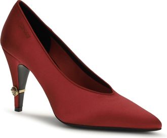 Versace Womens Gianni Satin Pumps Carminio Red-Gold 82 Viscose; Silk Red/gold 82 High Heel Shoes