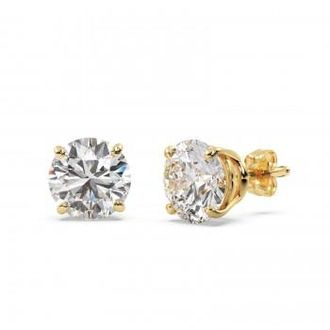 Allurez 0.50ct. 4-Prong Basket Moissanite Stud Earrings 14kt Yellow Gold (F-G, VVS1)