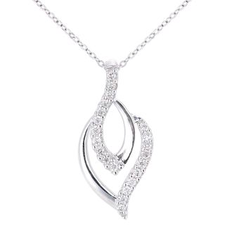 Diamant L'&eacute;ternel Womens 18ct White Gold Diamond Twist Drop Design Pendant Necklace of Length 46cm - One Size