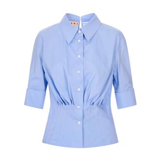Marni Shirts, female, Blue, Size: XS Collared Buttoned Shirt