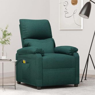 vidaXL Poltrona Massaggiante Verde Scuro in Tessuto - Vidaxl