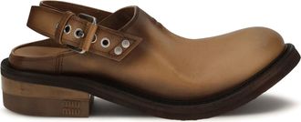 Miu Miu Womens Mules Foule Tan Leather Sandal
