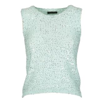 Roberto Collina Tops, Dames, Blauw, M, Katoen, Paillet Tanktops en Polos