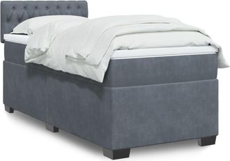 vidaXL Cama Box Spring Con Colch&oacute;n Terciopelo Gris Oscuro 90x190 Cm Vidaxl