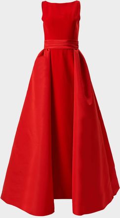 Carolina Herrera Sleeveless Boatneck Silk Overskirt Column Gown