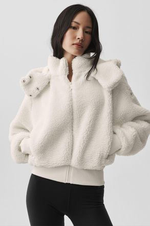 Alo | Foxy Sherpa Jacket in Ivory, Size: Medium