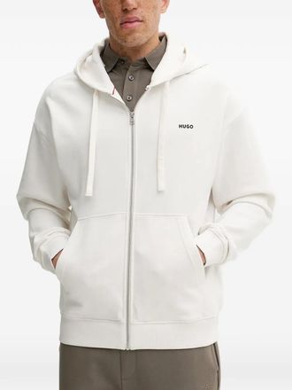 HUGO BOSS Felpa con cappuccio e zip - Bianco