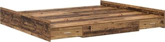 vidaXL Storage Bed Frame Old wood 200 x 200 cm Engineered wood Vidaxl