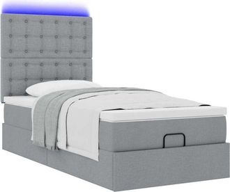 vidaXL Cama Otomana Con Colch&oacute;n Y Led Tela Gris Claro 90x200 Cm Vidaxl