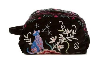 Johnny Was Colette Velvet Makeup Bag In Black