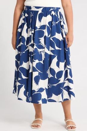 Renee C Floral Midi Skirt in Navy at Nordstrom Rack, Size 2X