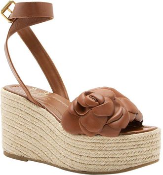 Valentino Womens Leather Rose Atelier 03 Espadrille Wedges - Size 8.5 / 38.5 (Authentic Pre-Loved)