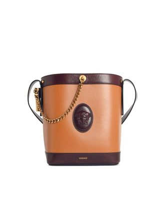 Versace Borsa a secchiello piccola marrone Lear Versace Pivot