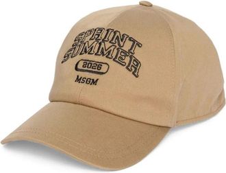 Msgm Beige Embroidered Logo Baseball Hat