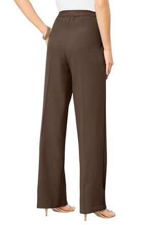 Roaman's Plus Size Wide Leg Bend Over Pant in Chocolate at Nordstrom, Size 34