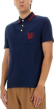 Valentino VG Embroidered Cotton Polo Shirt - Blue