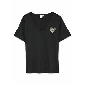 Vero Moda T-shirt met V-hals en hart op borst