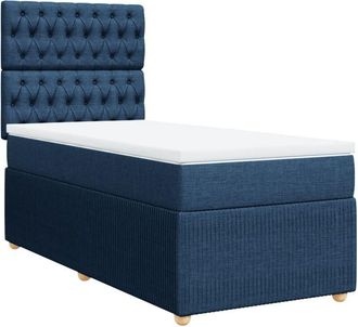 vidaXL Cama Box Spring Con Colch&oacute;n Tela Azul 100x200 Cm Vidaxl