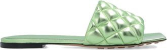 Bottega Veneta Gewatteerde Sandalen - Dames - Sandalen - Groen - 36 1/2 EU - Leer - Schoenen