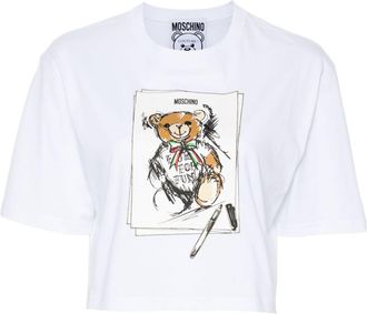 Moschino Teddy Bear cotton crop top - women - Cotton - S - White