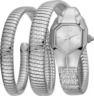 Just Cavalli Womens JC1L112M0015 Ladies Glam Snake Watch - Silver - One Size
