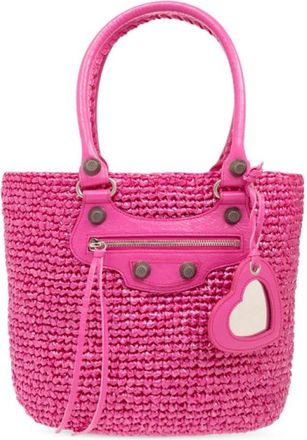 Balenciaga Le Cagole Medium Panier Tas - Dames - Handtassen - Roze - ONE Size - Leer - Tassen