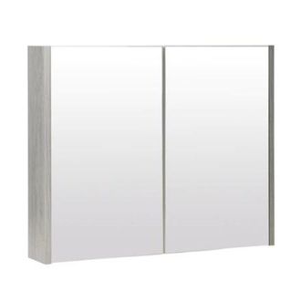 Clifton Silver Oak Mirror Bathroom Cabinet 80cm Wide in Light Grey