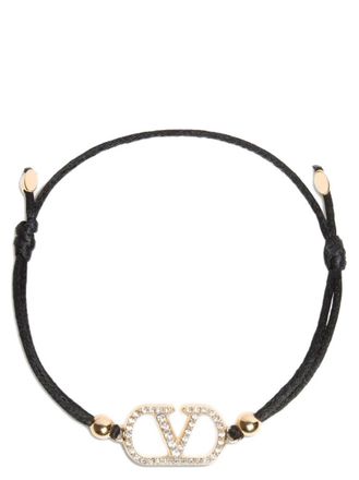 Valentino Garavani Black VLogo Cord Bracelet