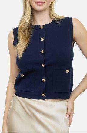 Blu Pepper Sleeveless Double Pocket Cardigan in Navy at Nordstrom Rack, Size Medium