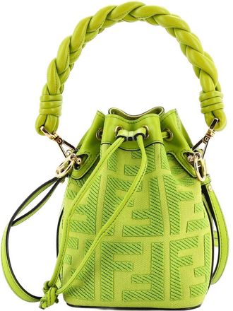 Fendi Fendi Woven Handle Mon Tresor Bucket Bag Zucca Embroidered Canvas Mini (Authentic Pre-Loved)