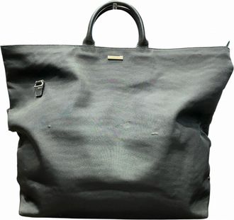 Gucci Black Canvas Leather Tote Bag (Pre-Owned)