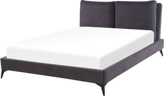 Beliani Beliani - Cama Con Somier De Chenilla Gris Oscuro 160 X 200 Cm Base De Listones Doble Moderno Melle