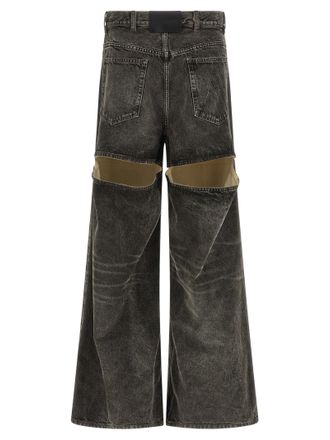 The Attico Cut-Out Stonewashed Denim Jeans - Grey