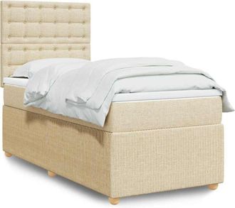 vidaXL Cama Box Spring Con Colch&oacute;n Tela Color Crema 90x190 Cm Vidaxl