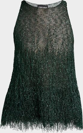Giorgio Armani Metallic Fringe Knit Sleeveless Blouse