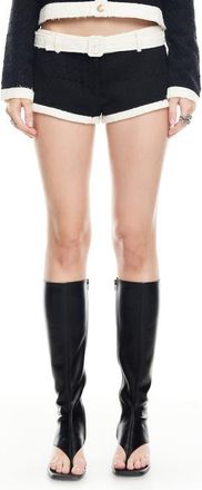 Lioness Afterglow Belted Low Rise Shorts in Onyx Tweed at Nordstrom, Size X-Large