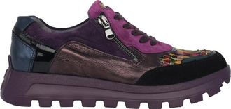 Waldl&auml;ufer Paarse Mix Brede Pasvorm Sneaker - Dames - Sneakers - Paars - 38 EU - Leer - Schoenen