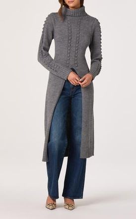 ASTR the Label Textured Maxi Turtleneck Sweater in Heather Charcoal at Nordstrom Rack, Size X-Small