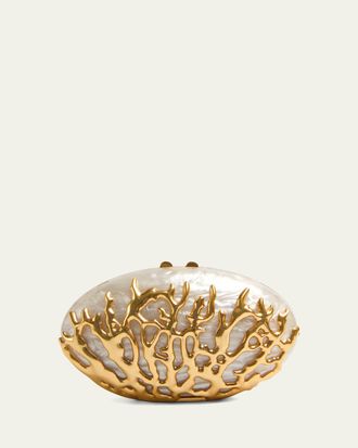 SIMKHAI Dylan Coral Acrylic Minaudiere Clutch Bag