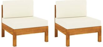 vidaXL Sof&aacute; Central 2 Piezas Cojines Blanco Crema Madera De Acacia Vidaxl