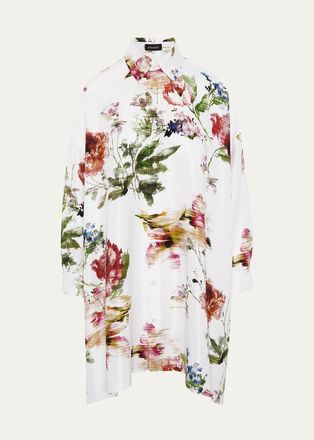 Eskandar Wide A-Line Shirt With Collar - Long Plus Length