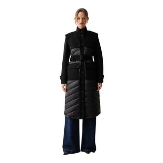 Patrizia Pepe Cappotto in nylon trapuntato con dettagli in lana - - Coats - Donna - Nero - M
